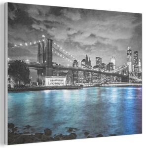 MuchoWow AKUSTICKÝ obraz New York - panorama - město - modrá 100x70 cm obraz