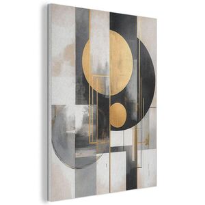 MuchoWow AKUSTICKÝ obraz Abstraktní - Zlato - Stříbro - Tvary - Estetické - Moderní 60x80 cm obraz