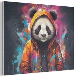 MuchoWow AKUSTICKÝ obraz Panda - Bunda - Graffiti - Oranžová 100x70 cm obraz