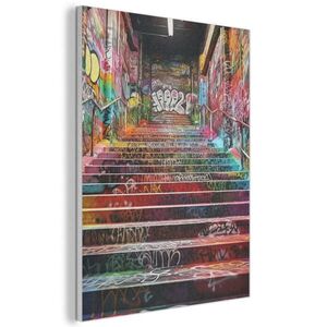 MuchoWow AKUSTICKÝ obraz Schody - Graffiti - Barvy - Umění 60x80 cm obraz