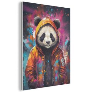 MuchoWow AKUSTICKÝ obraz Panda - Bunda - Graffiti - Oranžová 70x100 cm obraz