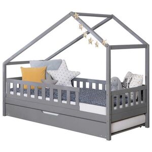 Livetastic DĚTSKÁ POSTEL SE STŘÍŠKOU, 140/200 cm, světle šedá obraz