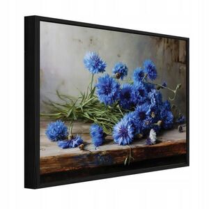 Wallarena ZARÁMOVANÉ obrazy květiny vintage modrá 60x40 cm obraz