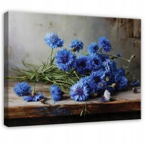 Wallarena PLÁTNO Květiny Vintage modrá 100x70 cm obraz