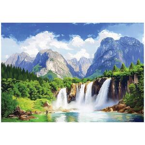 Wallarena 3D efekt fototapeta vodopád hory příroda tapeta do obývacího pokoje 200x140 obraz