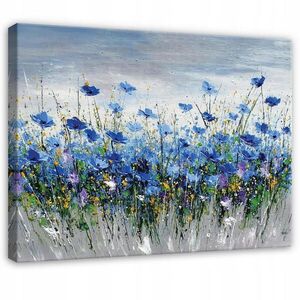 Wallarena PLÁTNO Květiny Akvarel Modrá 120x80 cm obraz