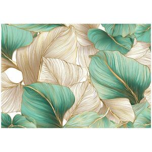 Wallarena FOTOTAPETA listy glamour green 300x210 cm obraz