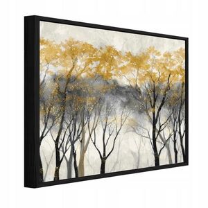 Wallarena ZARÁMOVANÉ obrazy lesní stromy zlaté 100x70 cm obraz