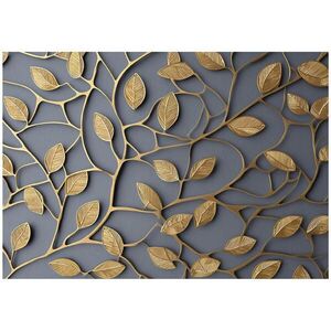Wallarena FOTOTAPETA s listy 3D šedá 300x210 cm obraz