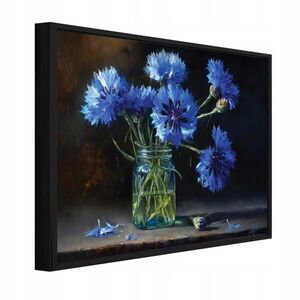 Wallarena ZARÁMOVANÉ obrazy květin ve váze vintage modrá 60x40 cm obraz