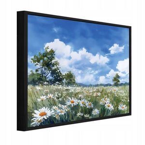 Wallarena ZARÁMOVANÉ obrazy květiny louka modrá 120x80 cm obraz