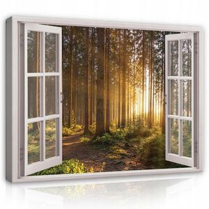 Wallarena OBRAZ na plátně s motivem okna lesa obývacího pokoje 80x60 obraz
