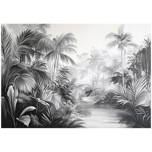Wallarena FOTOTAPETA Jungle Černobílá Vliesová tapeta Obývací pokoj 350x250 obraz
