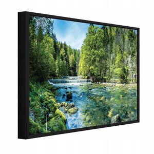 Wallarena ZARÁMOVANÉ obrazy les řeka zelená 120x80 cm obraz