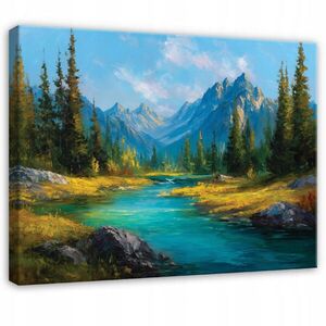 Wallarena OBRAZ na plátně horská krajina modrá 120x80 cm obraz