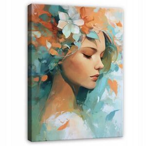 Wallarena OBRAZ na plátně Žena Květiny Zelené 40x60 cm obraz