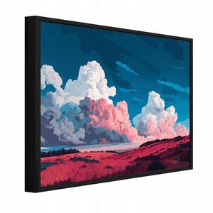 Wallarena ZARÁMOVANÝ obraz horská scenérie akvarel růžová 60x40 cm obraz