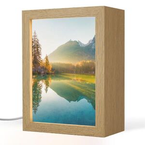 OnlyWow STOLNÍ LAMPA Jezero - Les - Hory - Příroda - Slunce - Krajina 15x20 cm obraz