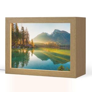 OnlyWow STOLNÍ LAMPA Jezero - Les - Hory - Příroda - Slunce - Krajina 20x15 cm obraz