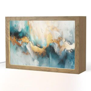 OnlyWow STOLNÍ LAMPA Abstraktní - umění - zlatá - modrá 30x20 cm obraz