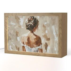 OnlyWow STOLNÍ LAMPA Žena - malba - abstraktní - béžová - moderní 30x20 cm obraz