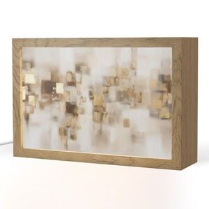 OnlyWow STOLNÍ LAMPA Abstraktní čtverce - zemité tóny - mlhavé 30x20 cm obraz