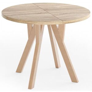 WFL GROUP ESSTISCH Avero runder ausziehbarer, Eiche Sonoma dunkelbraun 100-200/100/77 cm obraz