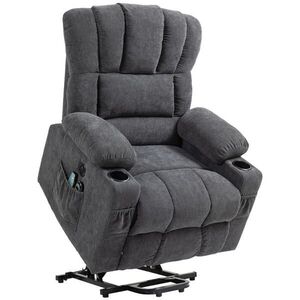 HOMCOM TELEVIZNÍ KŘESLO s pomůckou pro vstávání Relaxační křeslo s funkcí ležení, vyhřívání a masáže obraz