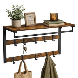 Relaxdays VĚŠÁK Vintage hnědá černá 3-v-1 10 háčků 80 cm obraz