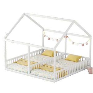 OKWISH DĚTSKÁ postel 90/200 cm bílá z borovice a MDF ve tvaru domečku se zábradlím obraz