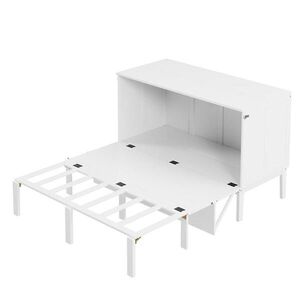 OKWISH SKLÁPĚCÍ postel 140/200 cm bílá z dřeva s roštem a úložným prostorem obraz