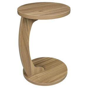 Modfu KULATÝ odkládací stolek z MDF 38x38x55 cm světlý dub ve tvaru C, prostorově úsporný obraz