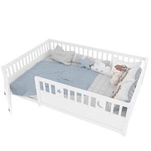 OKWISH DĚTSKÁ postel 140/190 cm bílá z borovice se zábradlím a zámkem obraz