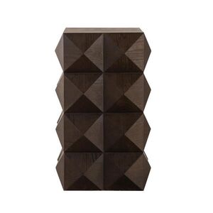 Modfu ODKLÁDACÍ stolek z masivního dřeva a MDF 37x37x60 cm hnědý bez montáže s reliéfním retro dekorem obraz