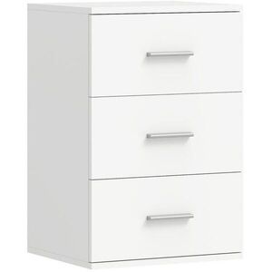 OKWISH NOČNÍ stolek 40/35/60 cm bílý z MDF se 3 zásuvkami a proti převrácení obraz