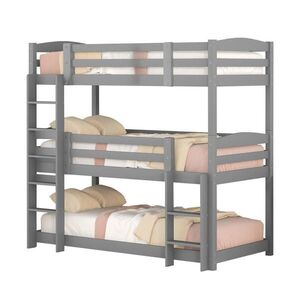OKWISH PATROVÁ postel 90/200 cm šedá z borovice a MDF se dvěma žebříky pro děti obraz