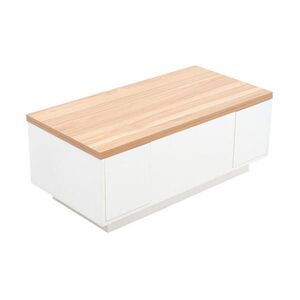 Modfu KONFERENČNÍ stolek z dřevotřísky 100x50x55, 5 cm bílá s dekorem dřeva s dvojitou zvedací deskou a skrytým úložným prostorem obraz