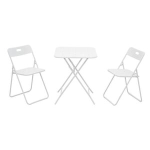 OKWISH BALKONOVÝ set 60/60/73 cm bílý z oceli se skládacími židlemi obraz