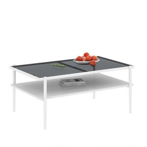 OKWISH KONFERENČNÍ stolek 97, 5/61, 5/45 cm šedý a bílý z MDF a skla s tvrzenou deskou obraz