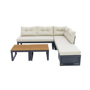 OKWISH ZAHRADNÍ sedací souprava 191, 5/191, 5/79 cm béžová z polyesteru s úložným prostorem a polohováním obraz