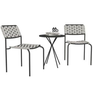OKWISH ZAHRADNÍ bistro set 46/60/80 cm šedé z oceli se 2 stohovatelnými židlemi a stolkem obraz