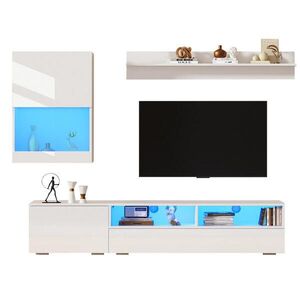 Redom TV sestava 175/39/34 cm s LED osvětlením, vysokým leskem a úložným prostorem, Bílá obraz