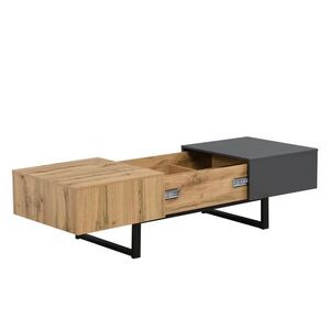 Redom KONFERENČNÍ stolek 100/40/55 cm s posuvným úložným prostorem, moderní design a kovové nohy, Přírodní obraz