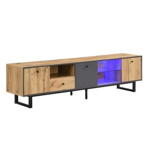 Redom TV stolek 190/40/50 cm s LED osvětlením, úložným prostorem a dvířky s tichým dovíráním, Natural obraz