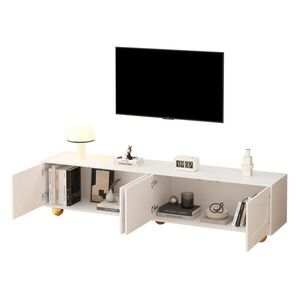Redom TV stolek 180/40/45 cm s úložným prostorem, 4 dvířky a 5 kovovými nohami, nosnost 60 kg, Bílá obraz