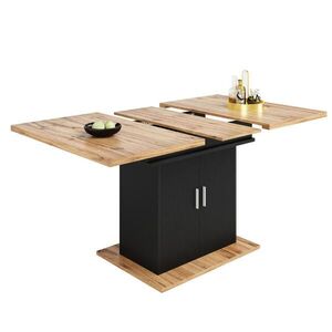 Redom JÍDELNÍ stůl 110–140/70/76 cm, rozkládací s úložným prostorem a 3 policemi, MDF, Černá obraz