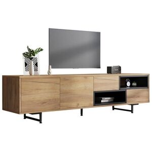 Redom TV stolek 173/38/48 cm s otevřenými policemi, dvířky a kabelovým vedením, Dřevěná obraz