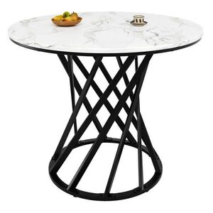 Redom JÍDELNÍ stůl 80/80/76 cm s nastavitelnými nožkami a odolnou MDF deskou, pro jídelnu i obývací pokoj, Černá/Bílá obraz