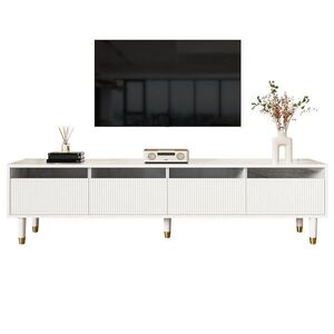 Redom TV stolek 178/35/45 cm se 4 zásuvkami, kabelovými průchodkami a úložným prostorem, MDF, Bílá obraz