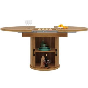 OKWISH JÍDELNÍ stůl 118-158/118/76, 8 cm ořechová z MDF s rozkládací deskou a úložným prostorem obraz